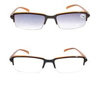 Any 2 Pairs Colourful MIXnMATCH Tinted Spring Hinged Half Framed Fashion Reading Glasses & Sun Readers +1.0+1.5+2.0+2.5 (1 Pair Orange Reading Glasses TN01 1 Pair Orange Sun Reader SR50, 2.0)