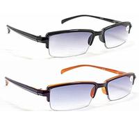 Any 2 Pairs Colourful MIXnMATCH Tinted Spring Hinged Half Framed Fashion Reading Glasses & Sun Readers +1.0+1.5+2.0+2.5 (1 x Black 1 x Orange Sun Readers SR50, 1.5)