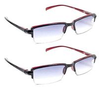 Any 2 Pairs Colourful MIXnMATCH Tinted Spring Hinged Half Framed Fashion Reading Glasses & Sun Readers +1.0+1.5+2.0+2.5 (2 Pairs Sun Readers Red SR50, 2.0)