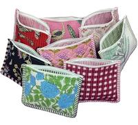 Any 2Pcs Mix Assorted Cotton Multicolor Design Floral Print Quilted Cosmetic Pouches 8X6 Inches Unique Toiletry Make Up Organizer Currency Case Storage Bags with Zipper Closure by Rastogi Handicrafts