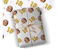 ANY AGE Personalised Name Birthday Wrapping Paper Funny Photo Gift Wrap sent as Roll or Sheet Birthday & Novelty Gag Joke Present Idea Gold 3 Metre Roll