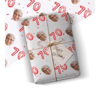 ANY AGE Personalised Name Birthday Wrapping Paper Funny Photo Gift Wrap sent as Roll or Sheet Birthday & Novelty Gag Joke Present Idea Red 2 Metre Roll