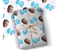 ANY AGE Personalised Name Birthday Wrapping Paper Funny Photo Gift Wrap sent as Roll or Sheet Birthday & Novelty Gag Joke Present Idea CYAN 2 Metre Roll