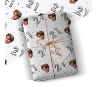 ANY AGE Personalised Name Birthday Wrapping Paper Funny Photo Gift Wrap sent as Roll or Sheet Birthday & Novelty Gag Joke Present Idea Silver 5 Metre Roll