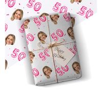 ANY AGE Personalised Name Birthday Wrapping Paper Funny Photo Gift Wrap sent as Roll or Sheet Birthday & Novelty Gag Joke Present Idea Pink 5 Metre Roll