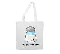 Any custom text personalised -salt shaker - style5 tote style shopping bag - white