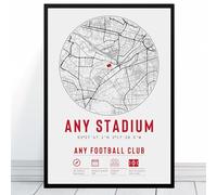 Any Football Stadium Map | Framed & Prints Available | Black & White or Team Colours, UK or International Stadium, Unique Football Poster Minimalist Artwork Decor For Him Dad Son Boy Granddad Uncle