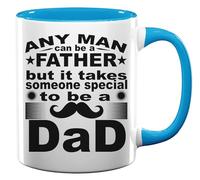 Any Man Can Be A Father But It Takes Someone Special to Be A Dad Funny Moustache Ceramic Tea Coffee Mug Light Blue
