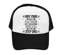 Any Man can be a Father But it Takes Someone Special to be a Step dad Fathers Day Best Step Dad Christmas/Birthday Gift idea Adjustable Mesh Baseball Cap-Trucker Hat. (Black)
