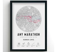 Any Marathon or Race 2026 Route Map | Framed & Prints Available| Personalised Finishers Print with Frame Options Gift, London Run Brighton Paris Berlin Present Runner, A4 & A3 Premium Wall Art Prints