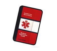 Any/Multiple Condition Awareness Medical Alert Seatbelt Cover for Kids and Adults (9”) with Emergency Information Form and Pocket by Help Belts. (Red/White)