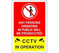 Any person urinating in public will be prosecuted - no sailing, deep water, slippery - High tack self-adhesive sticker (150mm x 100mm) Viewing Distance within 3m.