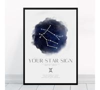 Any Star Sign Constellation | Framed & Prints Available | Gift Aries Taurus Gemini Cancer Leo Virgo Libra Scorpio Sagittarius Capricorn Aquarius Pisces Astronomy Astrology Zodiac Stars Art Decor Boho