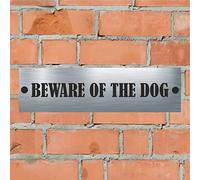 ANY TEXT - Aluminium Sign Customisable 20cm x 5.5xm - 2x Screw Holes & Fittings Included - Example BEWARE OF THE DOG - Personalised Office/House Sign