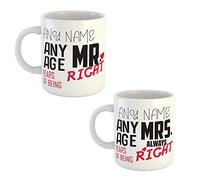 Any Year Wedding Anniversary Personalised Gifts for Couple - 10th/25th/50th Years Celebration Mr and Mrs Customised Mugs Set for Dad and Mum - Set of 2