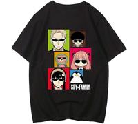 Anya Forger Tshirt Anime Spy X Family Yor Loid Bond Aesthetic Print T-Shirt Kawaii Cute Unisex Fashion 100% Cotton Shirts Mens Black Black M