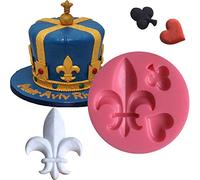 Anyana Heart fleur de lys silicone mould cake Fondant poker gum paste mold for Sugar paste wedding party cupcake decorating topper decoration sugarcraft icing biscuit pastry
