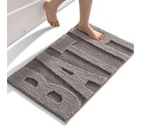 Gray Bathroom Rugs Cute Bath Mats for Bathroom Non Slip Floor Mat, Thick Soft Shaggy Bath Rug Aesthetic Bathroom Deocr, Super Absorbent Bathmat Machine Washable Carpet for Shower, 16 x 24