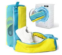 Anybar Shoe Washing Machine Bag Set of 2 Pieces -Large Laundry Shoe Bag for Washer & Dryer -Reusable Shoe Cleaning Bag for Sneaker Tennis Shoes 360° Deep Cleaning Self-locking Zipper (Yellow)