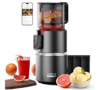 Anybear Cold Press Juicer, 350W Masticating Juicer for Juice, Nut Milk & Sorbet, Dual Slow-Squeezing Technology, 4.9" Feed Chute for Whole Fruits & Vegetables, BPA-Free Tritan (Grey & Silver)
