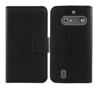 Anybird Black Flip Genuine Real Leather Protector Case For Doro Leva E10 / E11 Doro DFB 0600 2.4" Magnetic Card Slot Wallet