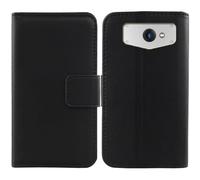 Anybird Black Flip Genuine Real Leather Protector Case For JCB Toughphone 4G 5.7" Magnetic Card Slot Wallet