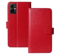 Anybird Book Stand Premium Retro Business Flip Leather Protector Case For Energizer U652s 6.51" Magnetic Card Slot Wallet Protective Bumper Folio Pouch (Red)
