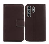 Anybird Brown Flip Genuine Real Leather Protector Case For OUKITEL C26 Mini 4" Magnetic Card Slot Wallet