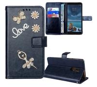 Anybird Premium Flip Leather Case Protective Bumper Ballet 3D Diamond Bling Case for Fairphone 6 5G 6.31 inch Phone Cover Skin Wallet Dark Blue