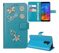 Anybird Premium Flip Leather Case Protective Bumper Ballet 3D Diamond Bling Case for Fairphone 6 5G 6.31 inch Phone Cover Skin Wallet Blue