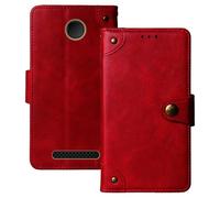 Anybird Premium Retro Flip Leather Protector Case For Beafon SL605 LTE 4G 2.4" Magnetic Card Slot Protective Bumper (Red)