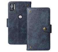 Anybird Premium Retro Flip Leather Protector Case For Crosscall STELLAR X5s / X5s Chamonix Mont Blanc 6.49" Magnetic Card Slot Protective Bumper (Blue)