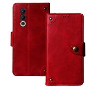 Anybird Premium Retro Flip Leather Protector Case For Doogee Blade 20 / Blade 20 Turbo 6.6" Magnetic Card Slot Protective Bumper (Red)