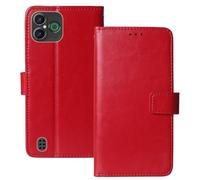 Anybird Premium Retro Flip Leather Protector Case For Doro Aurora A30 Magnetic Card Slot Protective Bumper Folio Pouch (Red)