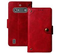 Anybird Premium Retro Flip Leather Protector Case For Doro Leva E10 / E11 Doro DFB 0600 2.4" Magnetic Card Slot Protective Bumper (Red)