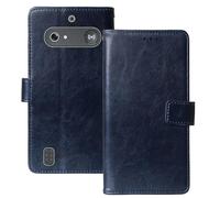 Anybird Premium Retro Flip Leather Protector Case For Doro Leva E10 / E11 Doro DFB 0600 2.4" Magnetic Card Slot Protective Bumper Folio Pouch (Dark Blue)