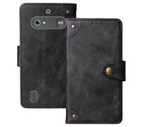 Anybird Premium Retro Flip Leather Protector Case For Doro Leva E10 / E11 Doro DFB 0600 2.4" Magnetic Card Slot Protective Bumper (Black)
