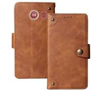 Anybird Premium Retro Flip Leather Protector Case For Doro Leva L20 / L21 / Doro DFC-0520 2.8" Magnetic Card Slot Protective Bumper (Brown)