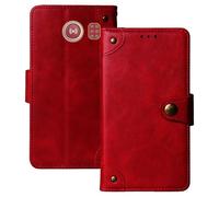 Anybird Premium Retro Flip Leather Protector Case For Doro Leva L20 / L21 / Doro DFC-0520 2.8" Magnetic Card Slot Protective Bumper (Red)