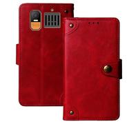 Anybird Premium Retro Flip Leather Protector Case For Hammer 6 LTE 4G 2.4" Magnetic Card Slot Protective Bumper (Red)
