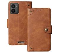 Anybird Premium Retro Flip Leather Protector Case For HMD Fuse/HMD Fusion/HMD Fusion X1 6.56" Magnetic Card Slot Protective Bumper (Brown)