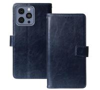 Anybird Premium Retro Flip Leather Protector Case For HOTWAV A16 Pro Max 6.75" Magnetic Card Slot Protective Bumper Folio Pouch (Dark Blue)