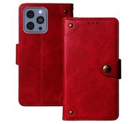 Anybird Premium Retro Flip Leather Protector Case For HOTWAV A16 Pro Max 6.75" Magnetic Card Slot Protective Bumper (Red)