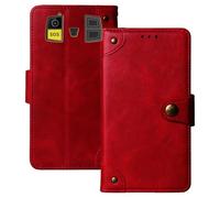 Anybird Premium Retro Flip Leather Protector Case For iHunt Titan Survivor 4G 2.8" Magnetic Card Slot Protective Bumper (Red)