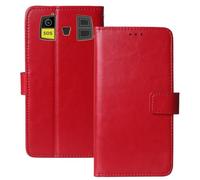 Anybird Premium Retro Flip Leather Protector Case For iHunt Titan Survivor 4G 2.8" Magnetic Card Slot Protective Bumper Folio Pouch (Red)