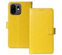 Anybird Premium Retro Flip Leather Protector Case For Itel A100C 6.6" Magnetic Card Slot Protective Bumper Folio Pouch (Yellow)