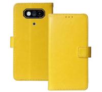 Anybird Premium Retro Flip Leather Protector Case For JCB Toughphone E10 4G 6.6" Magnetic Card Slot Protective Bumper Folio Pouch (Yellow)