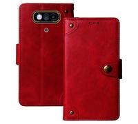 Anybird Premium Retro Flip Leather Protector Case For JCB Toughphone E10 4G 6.6" Magnetic Card Slot Protective Bumper (Red)