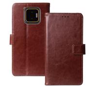 Anybird Premium Retro Flip Leather Protector Case For JCB Toughphone E50 5G 6.1" Magnetic Card Slot Protective Bumper Folio Pouch (Brown)