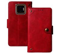 Anybird Premium Retro Flip Leather Protector Case For JCB Toughphone E50 5G 6.1" Magnetic Card Slot Protective Bumper (Red)